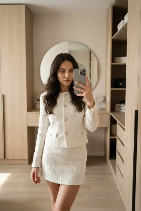 Mirror Selfie White Tweed Set