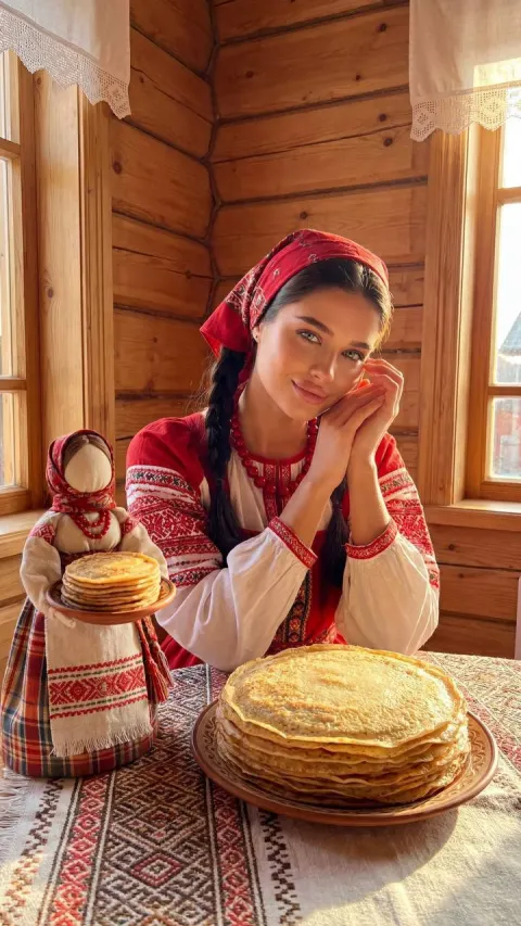 Folk Girl With Pancakes