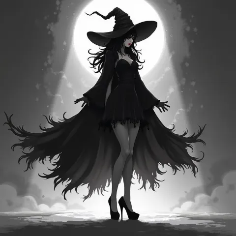 Dark Witch in High Heels Pixel Art