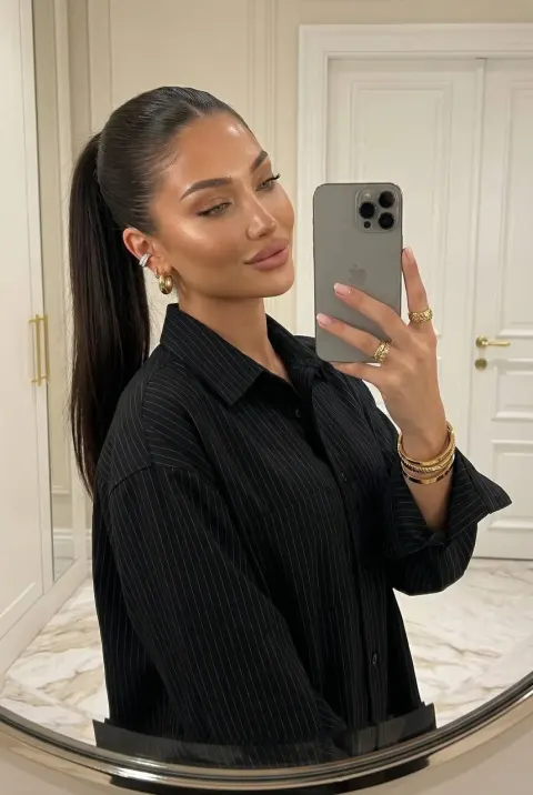 Glamorous Mirror Selfie Fashion Portrait