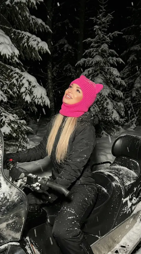 Cat-Ear Girl Snowmobile Night Dream