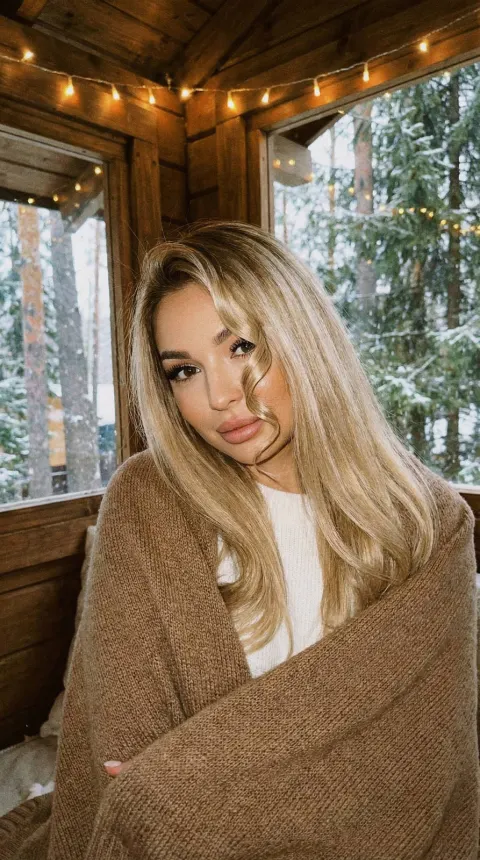Cozy Treehouse Girl Winter Smile