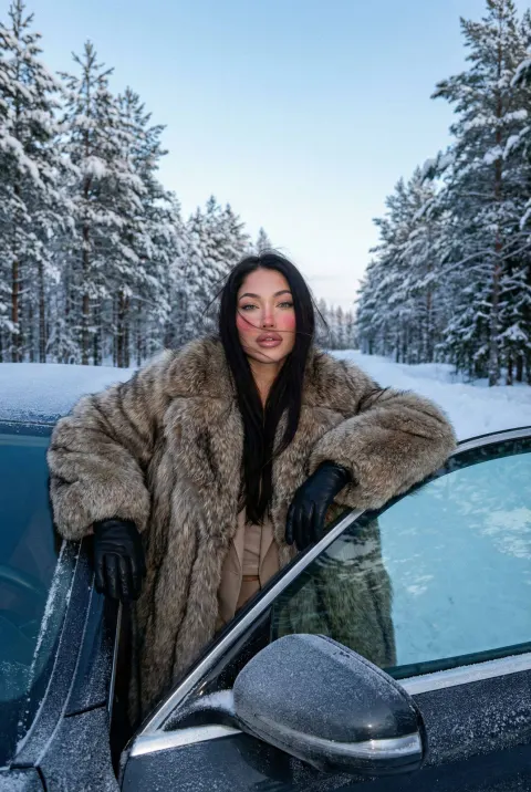 Cinematic Winter Fur Coat Portrait