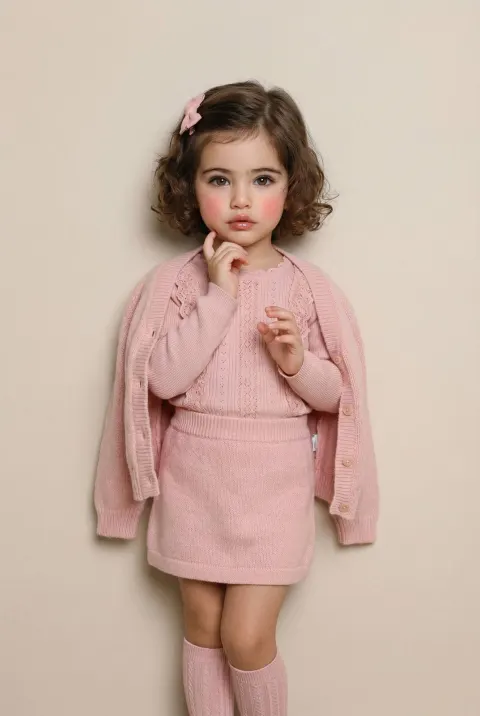 Pastel Pink Knit Fashion Portrait
