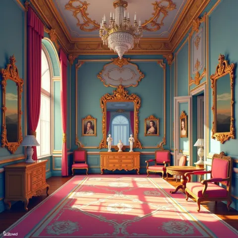 Pixel Versailles Interior With Golden Baroque Splendor