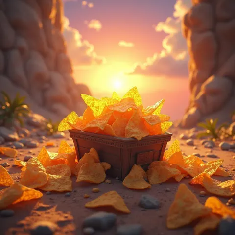 Fantasy Tortilla Chip Treasure in Anime Glow