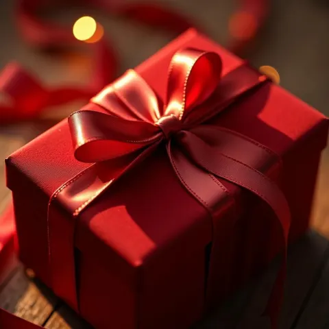 Grand Red Velvet Gift With Silk Ribbon