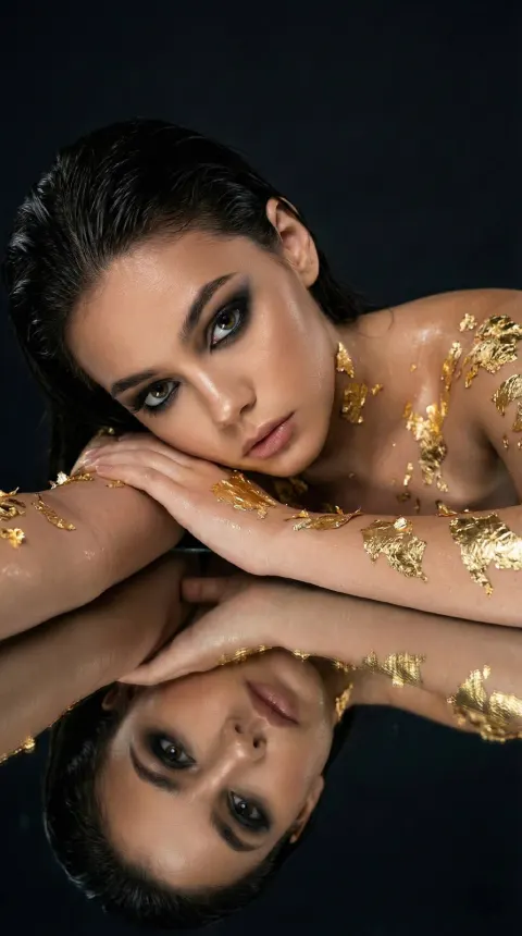Gold Leaf Mirror Fashion Editorial
