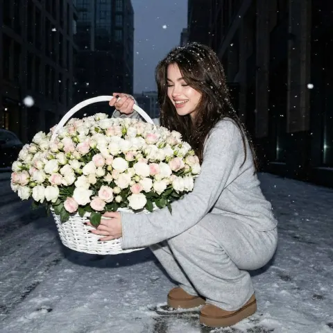 Snowy Night Flash Street Portrait