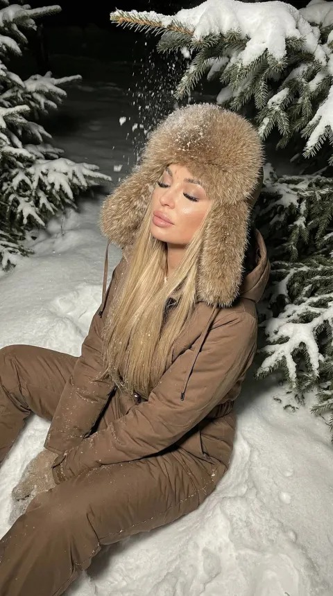 Snow Girl Evening Flash Portrait