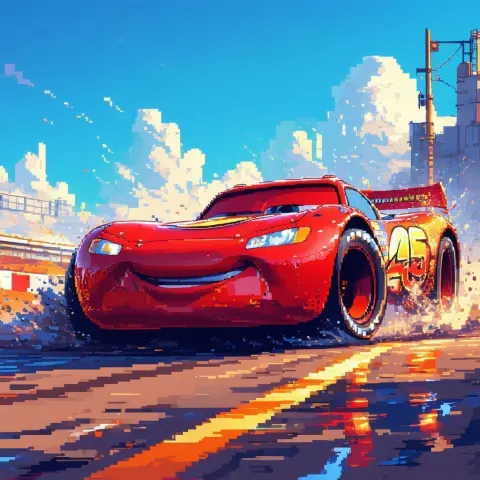 Lightning McQueen Reborn in 8 Bit Pixels