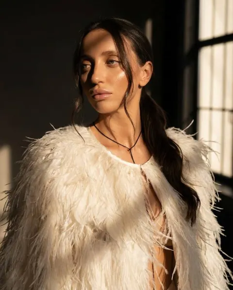 Dramatic Feather Wrap Studio Portrait