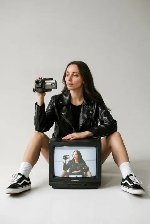 Retro Leather Jacket Studio Portrait