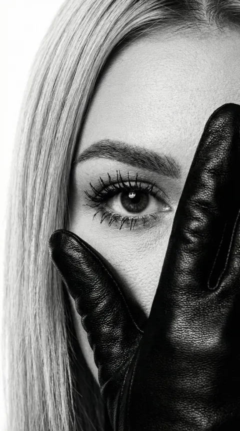 Masked Eye in Black Leather Glove