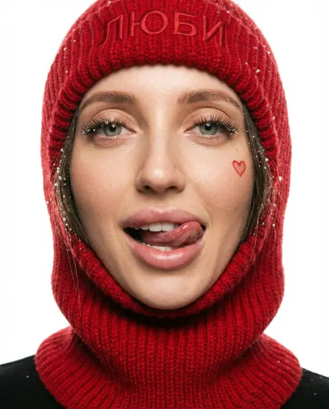 Red Balaclava Fashion Portrait