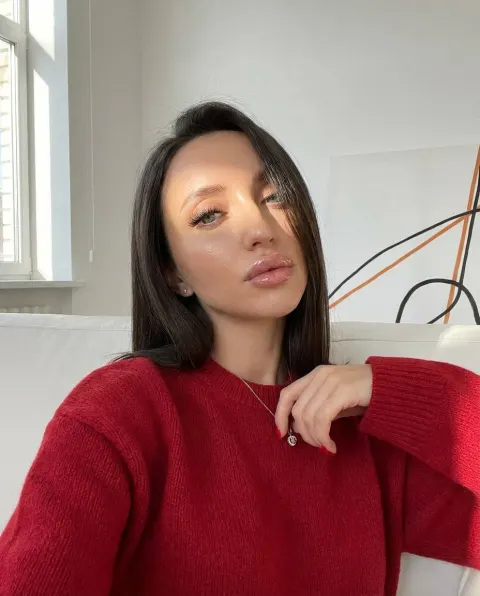 Cozy Red Sweater Window Portrait