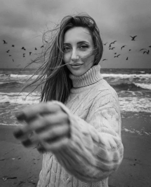 Vintage Seaside Portrait Motion Blur