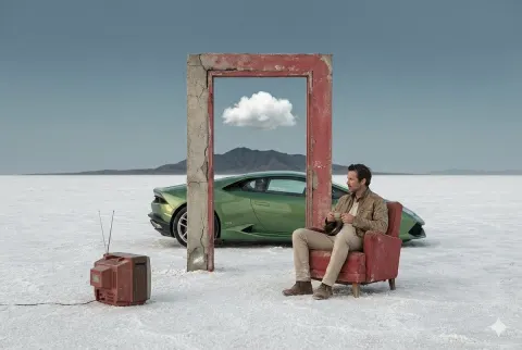 Surreal Doorway on Salt Flats