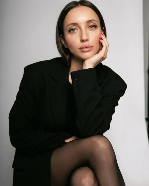 Stylish Girl in Black Blazer Portrait