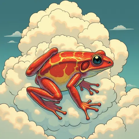 Fluffy Cloud Morphing Into Golden Manga Frog