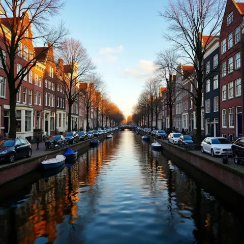 Amsterdam Canal Reflections at Golden Hour