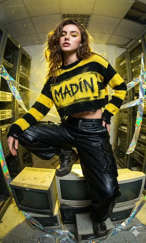 Cyberpunk Girl In Abandoned Server Room