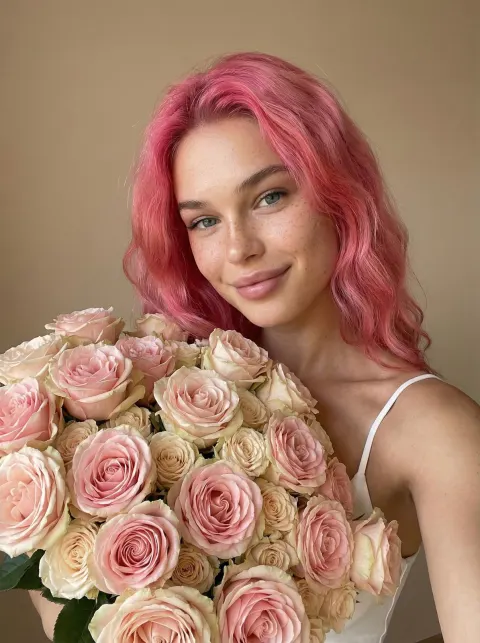 Rose Bouquet Selfie Portrait