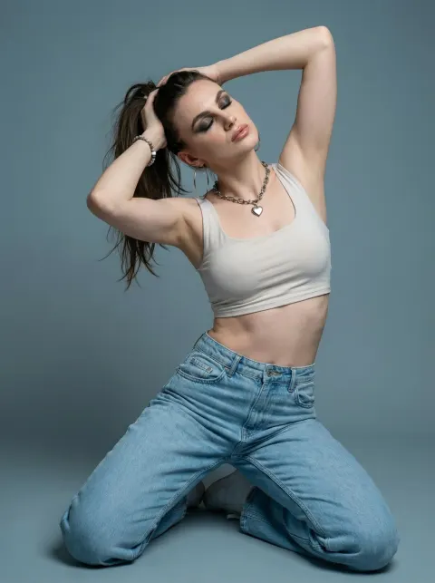 Minimalist Studio Kneeling Portrait