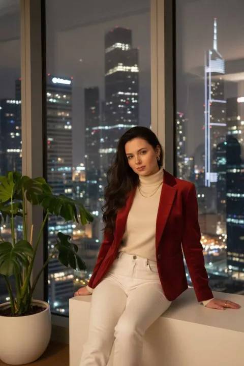 Velvet Blazer City Dusk Portrait