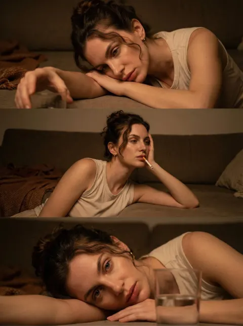 Cinematic Triptych Woman Portrait