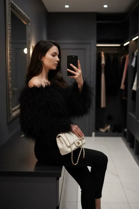 Feather Glam Mirror Selfie