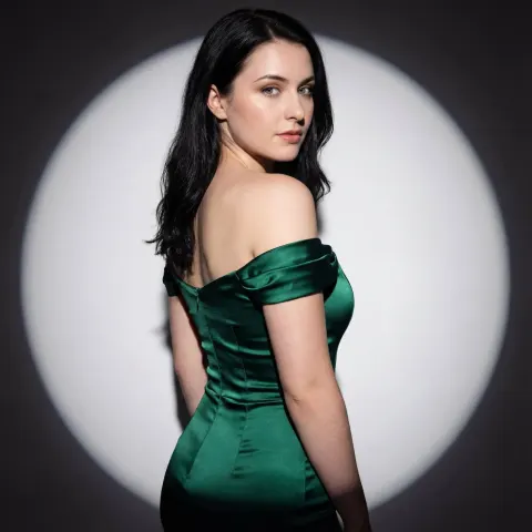 Green Satin Seduction Gaze