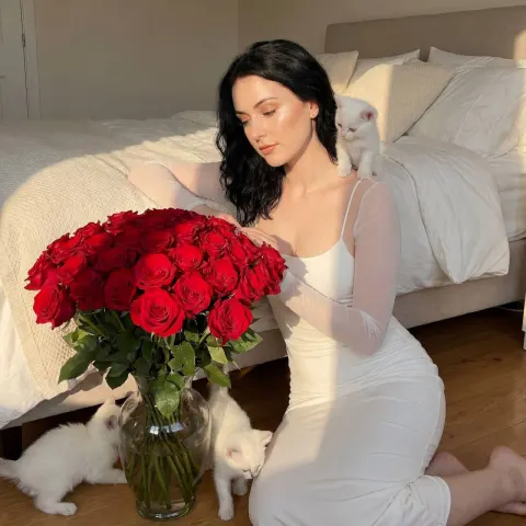 Rose Girl with Playful Kittens