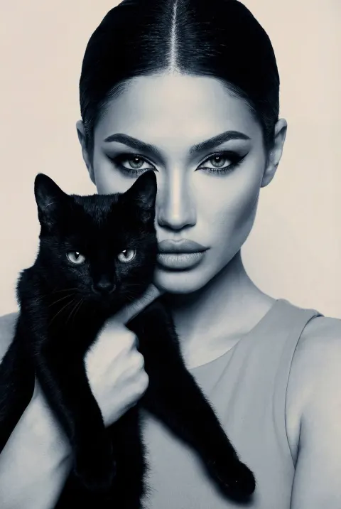 Cold Elegance: Feline Fashion Portrait