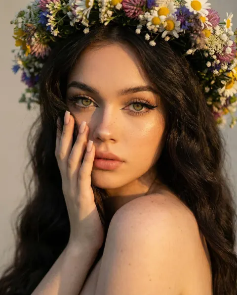Golden Hour Floral Portrait Dream