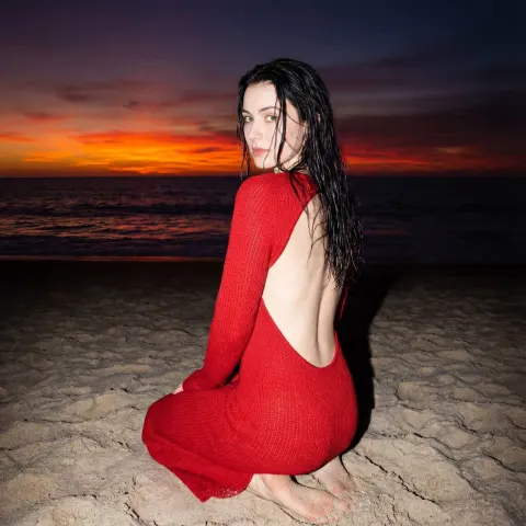 Red Dress Sunset Beach Portrait
