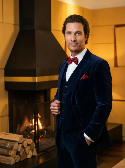 Gentleman Portrait by Warm Fireplace