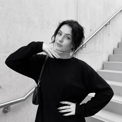 Stylish Black and White Staircase Portrait
