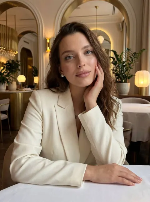 Elegant Woman at Fine Dining