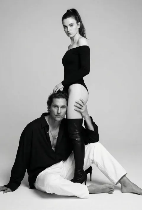 Black White Couple Studio Portrait