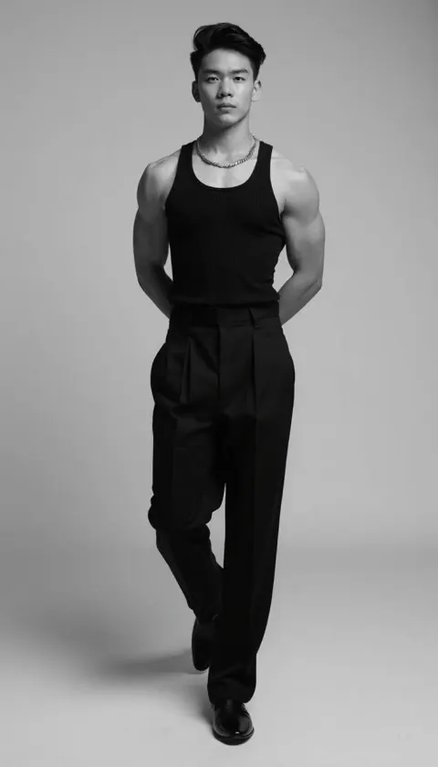 Minimalist Black and White Male Portrait