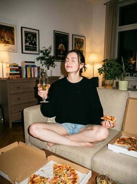 Relaxed Wine and Pizza Night