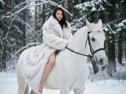 Cinematic Winter Fashion Horse Ride
