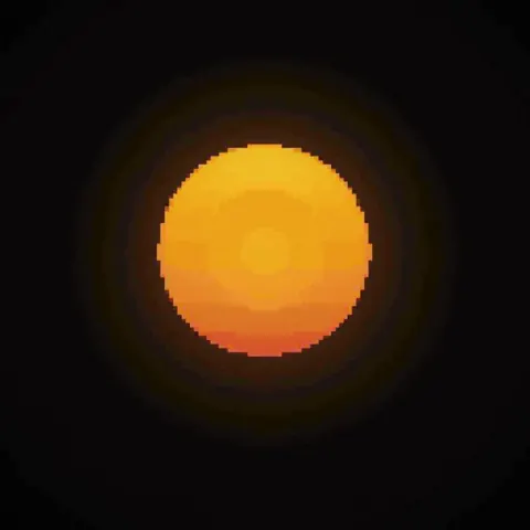 Giant Yellow Circle on Pixel Black Void