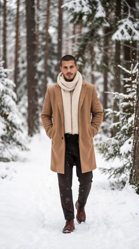 Winter Fashion Walk in Snowy Pines