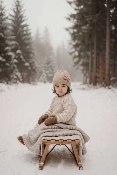 Winter Sled Toddler Portrait