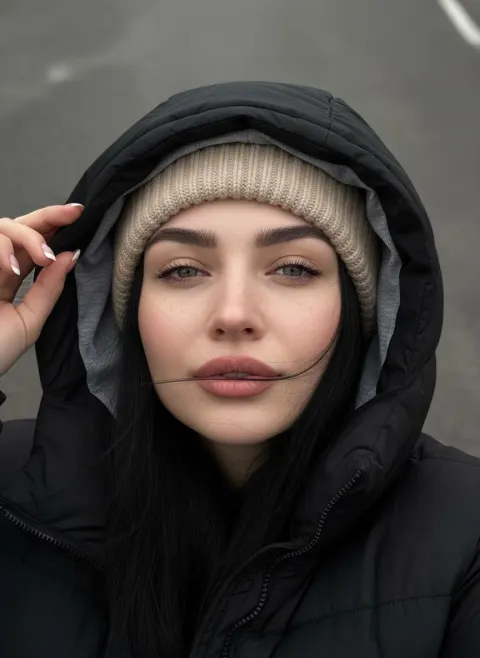 Macro Hooded Girl Selfie Portrait
