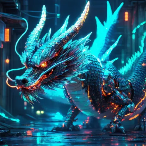 Horned Dragon Fish With Glowing Neon Scales