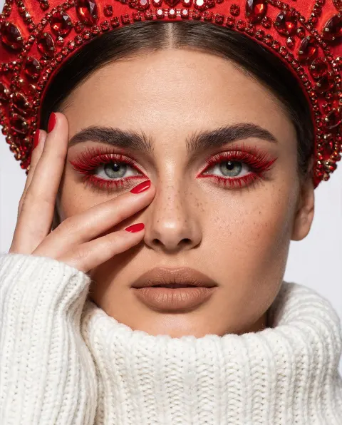 Red Kokoshnik Winter Beauty Editorial