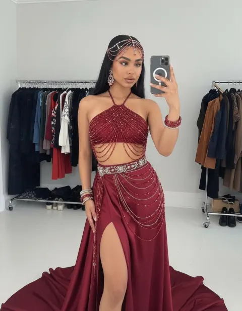 Eastern Couture Red Gown Portrait